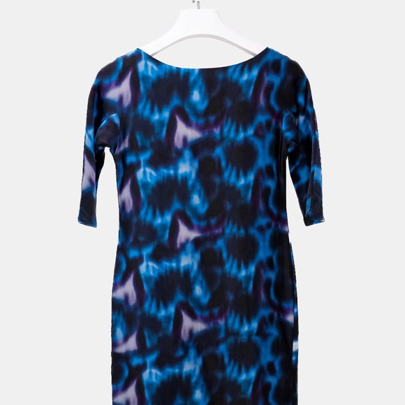 Erdem Abstract Blue Print Shift Knee-Length Dress - Picture 2 of 9